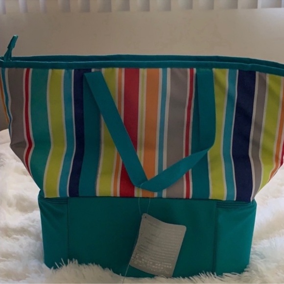 DISNEY MULTICOLOR STRIPED MICKEY MOUSE INSULATED COOLER TOTE BAG - Picture 2 of 9